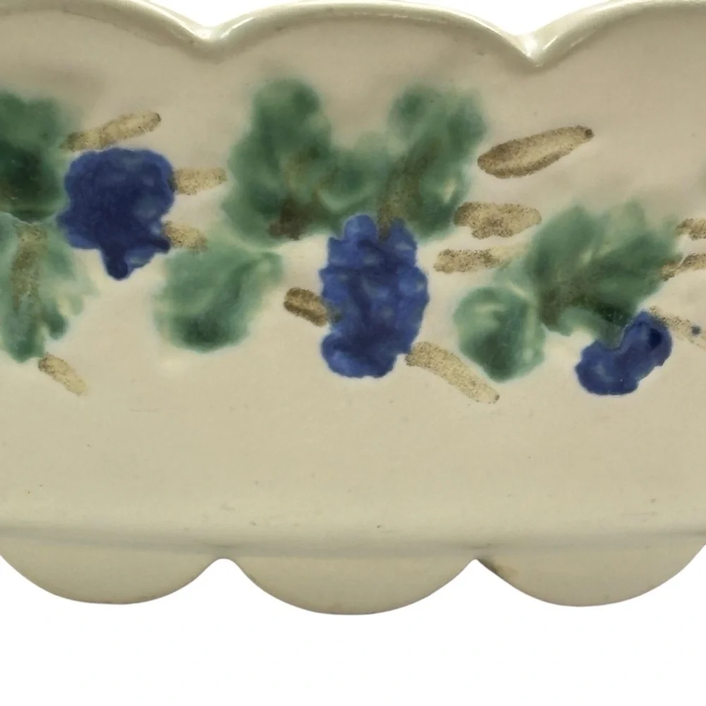 Vintage McCOY Pottery Grapevine Scalloped Bowl Flower Planter Pot Dish MCM Large